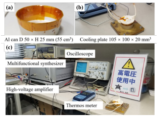 場冷極化裝置：（a）金屬Al制容器；（b）金屬冷卻盤